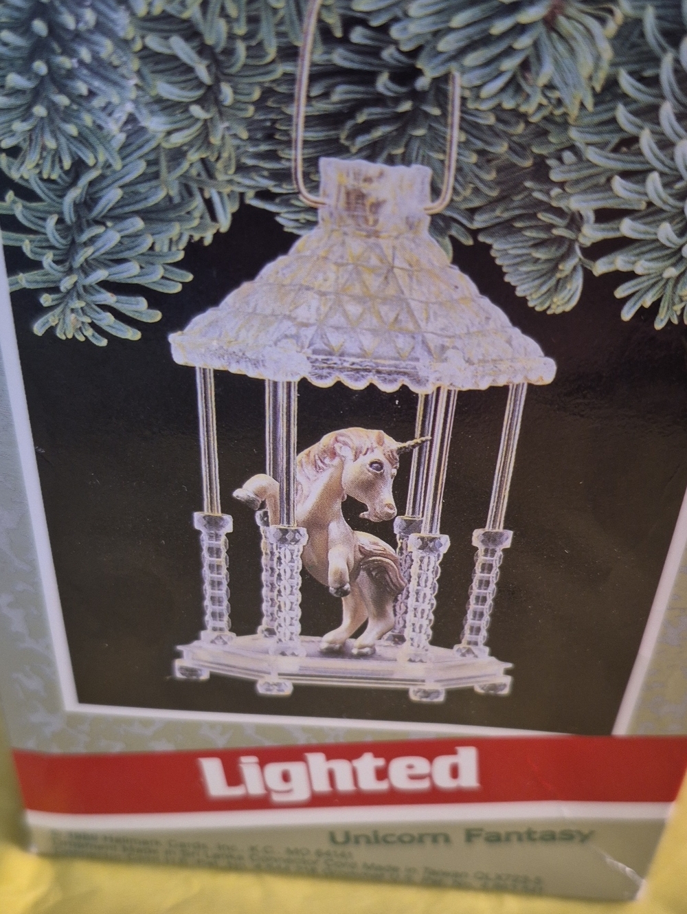 Lighted Unicorn Carousel Ornament - Silver Tone